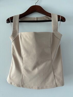 Francesca's Collections Beige Square Neck Halter Top